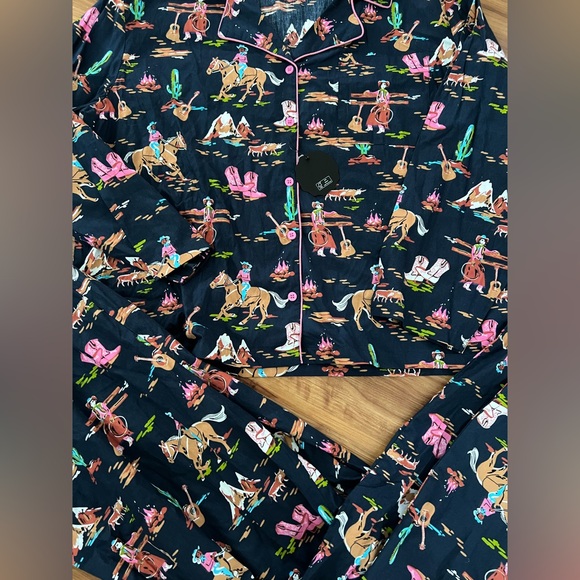 Joanie clothing cowboy western printed pajama set 100% cotton cowgirl - Picture 2 of 2